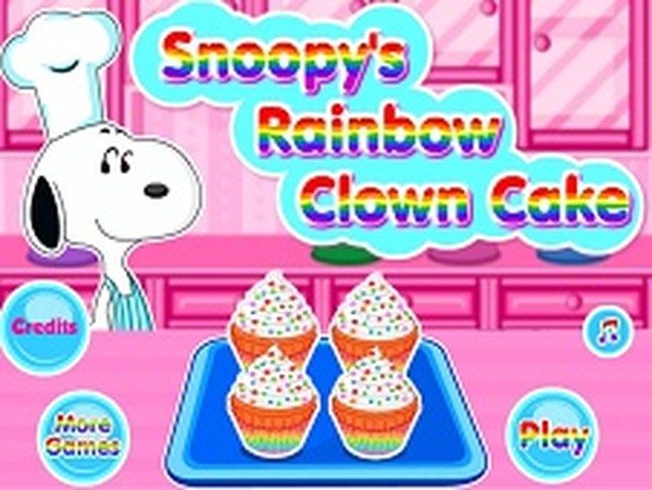 Snoopy's Rainbow Clown Cake Online Cooking Game