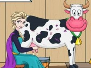 Elsa Milking Cow - Fun Farm Game for Kids